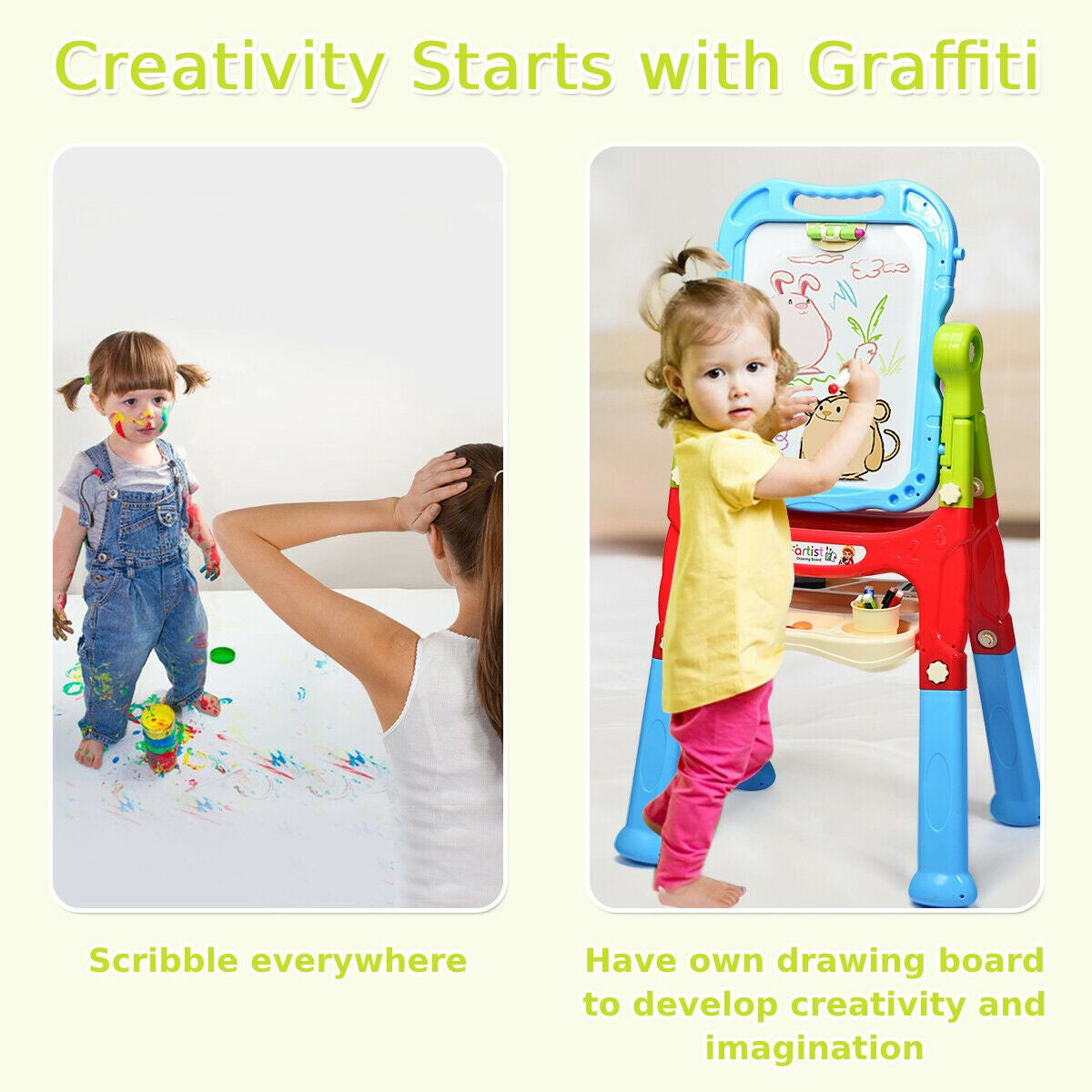 Kid'S Double Sided Boards Easel Magnetic Painting Art