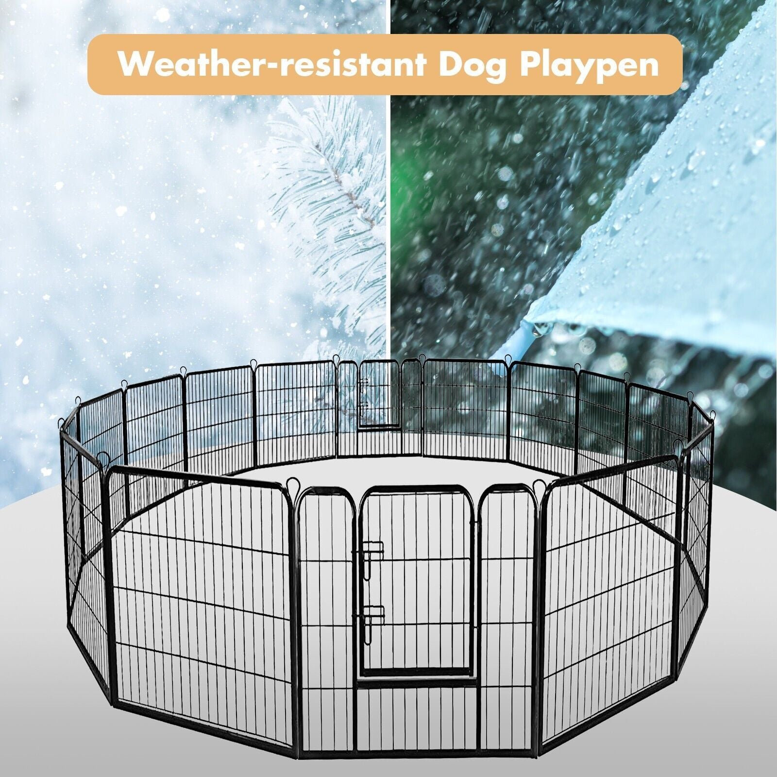 120 CM 8-Panel Height Anti-Rust Pet Playpen with Lockable Gate