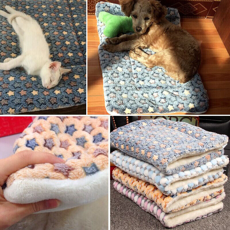 WARM PET BLANKET PAD CAT DOG BED SOFT FLEECE MAT WARM THERMAL RUG Pet Beds