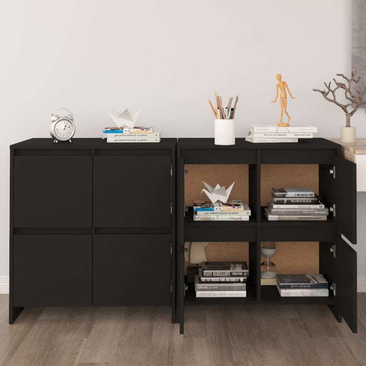 vidaXL Sideboards 2 pcs Black 70x41x75 cm Engineered Wood