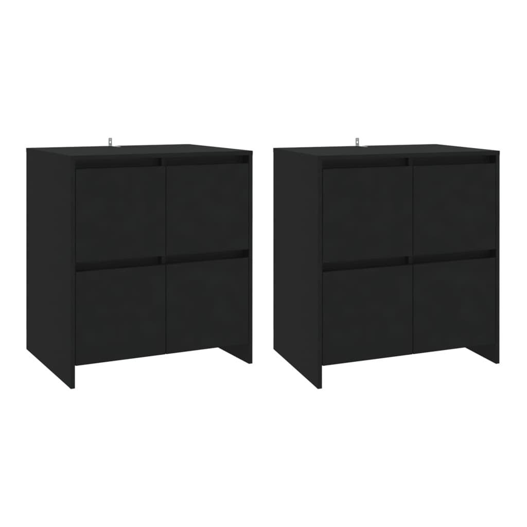 vidaXL Sideboards 2 pcs Black 70x41x75 cm Engineered Wood