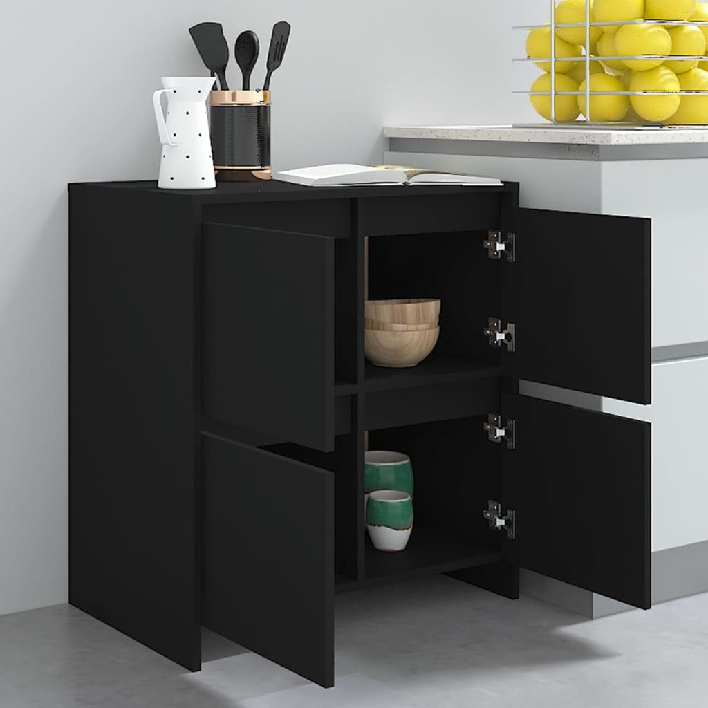 vidaXL Sideboards 2 pcs Black 70x41x75 cm Engineered Wood