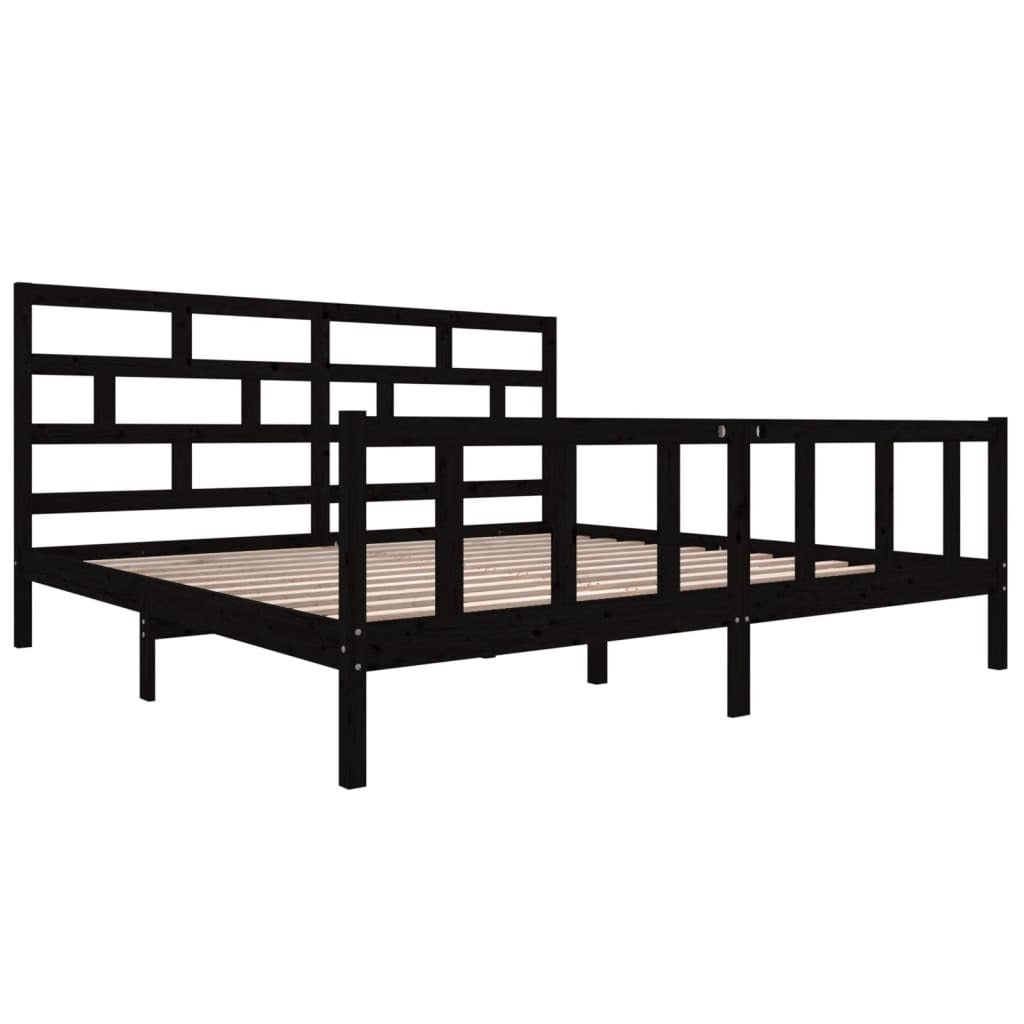 3101372 vidaXL Bed Frame without Mattress Black Solid Wood 200x200 cm (810106+814218)