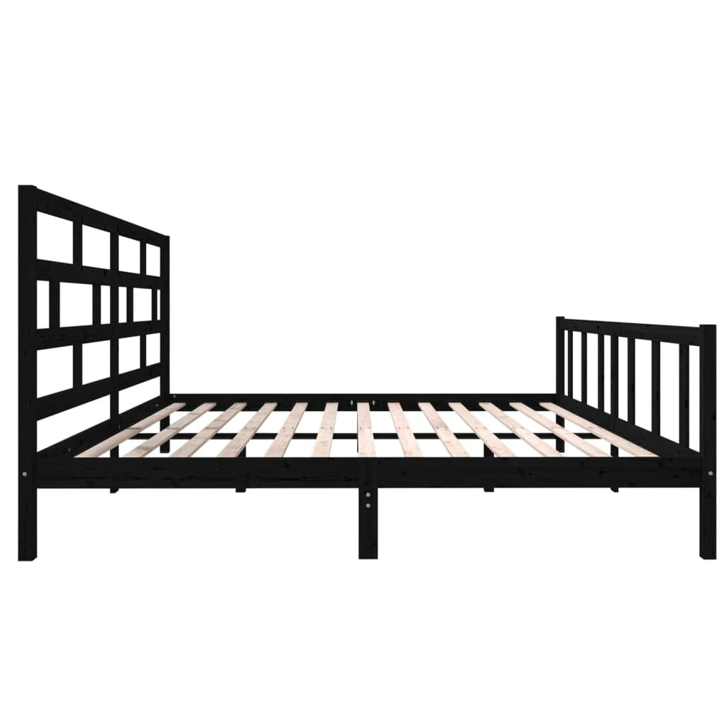 3101372 vidaXL Bed Frame without Mattress Black Solid Wood 200x200 cm (810106+814218)