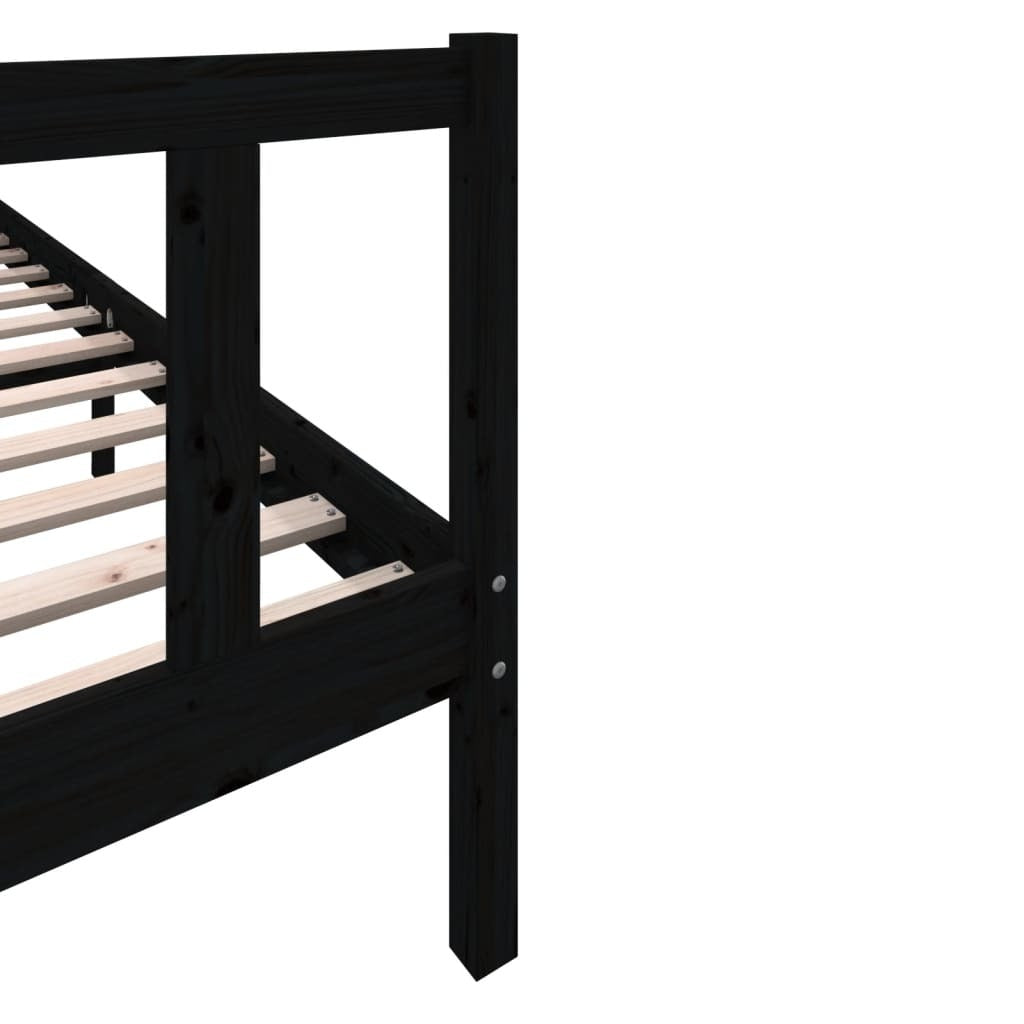 3101372 vidaXL Bed Frame without Mattress Black Solid Wood 200x200 cm (810106+814218)