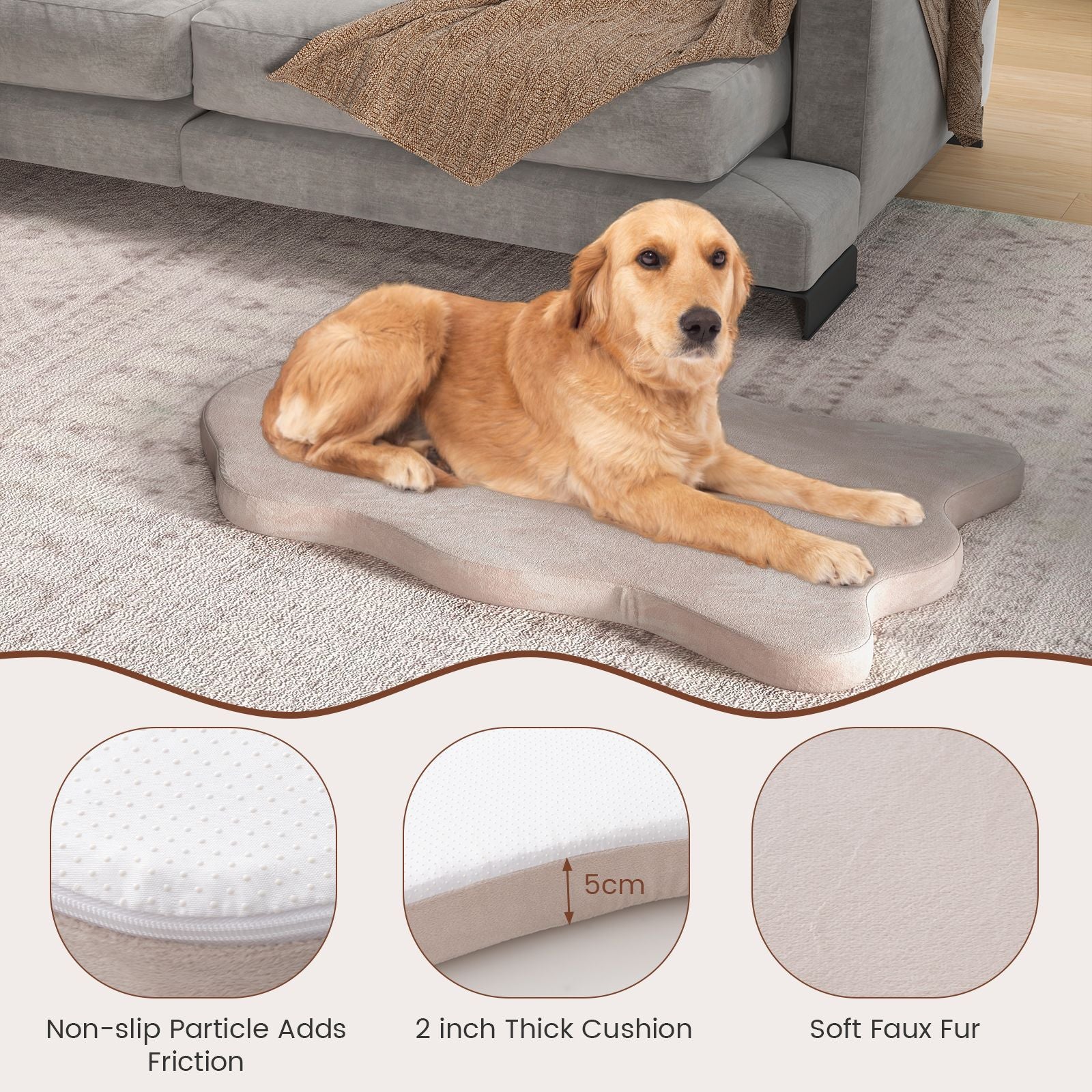 Large Dog Bed with Memory Foam Support and Removable Cover