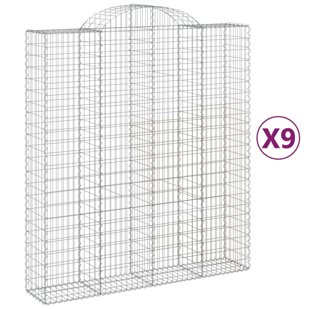 vidaXL Arched Gabion Baskets 9 pcs 200x50x220/240 cm Galvanised Iron