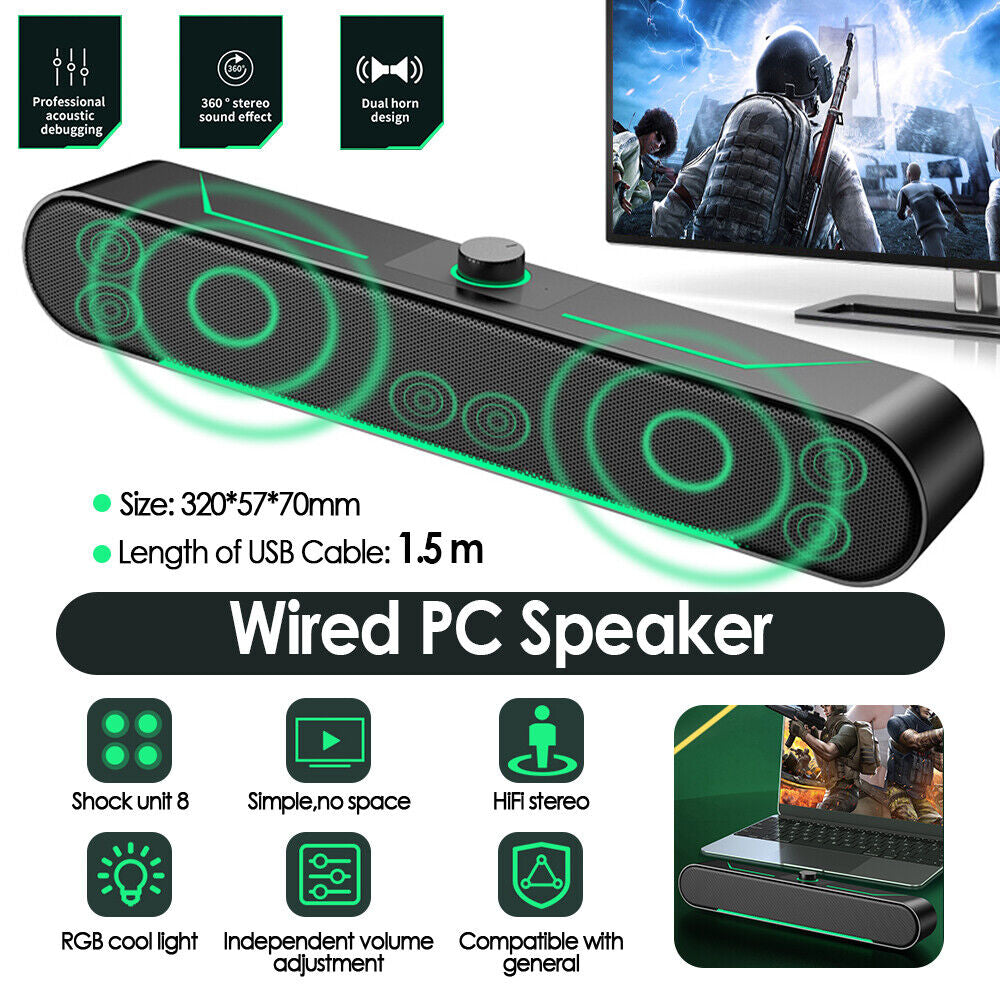 Wired PC Speakers Computer Speakers with Knob for Desktop PC Monitor Laptop