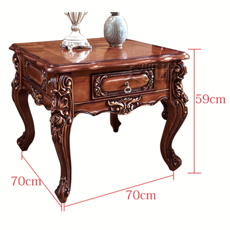 European Style Marble Coffee Table TV Cabinet Set Living Room Solid Wood American Kung Fu Tea Table Small Apartment