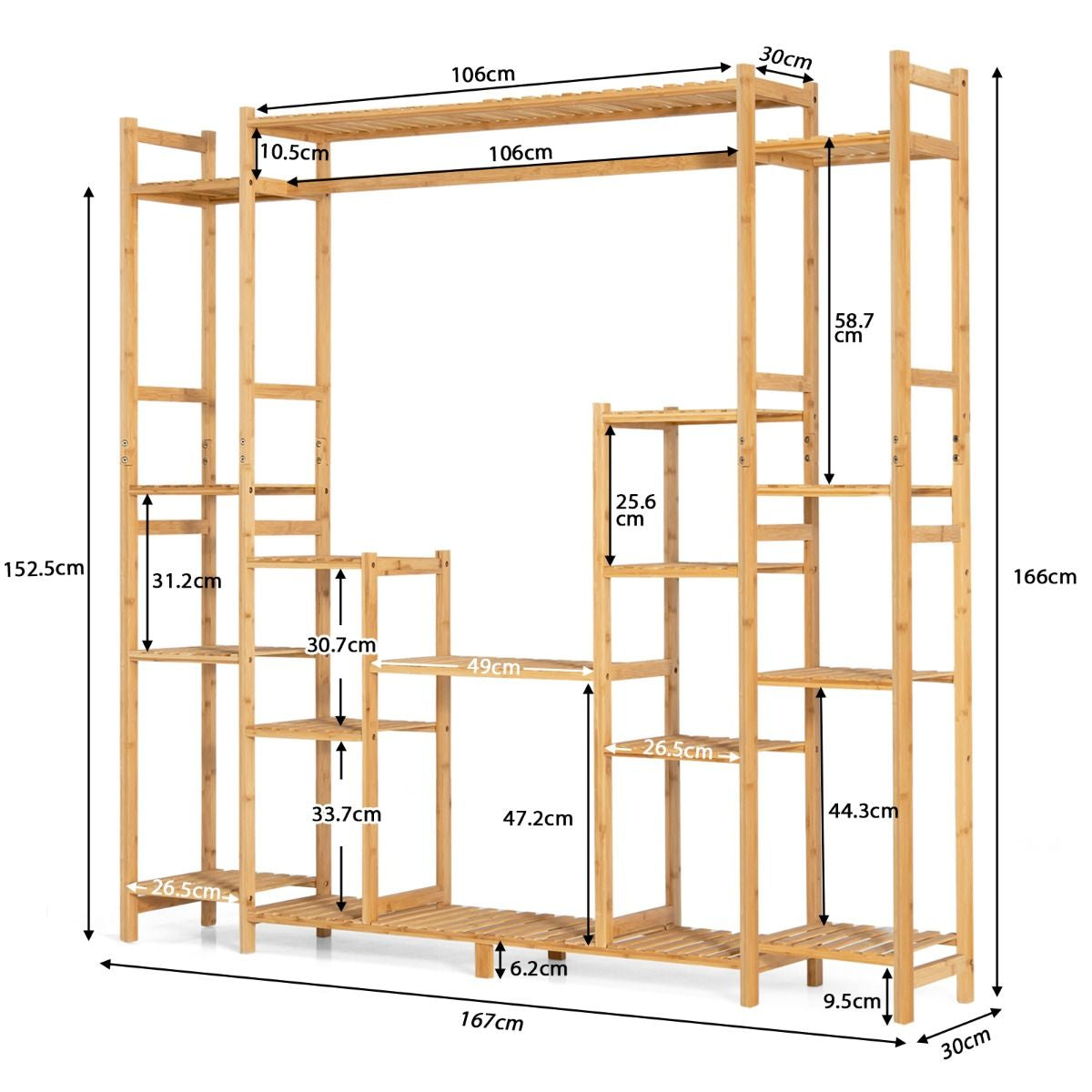 9-Tier Large Plant Shelf Bamboo Crisscross Plant Holder