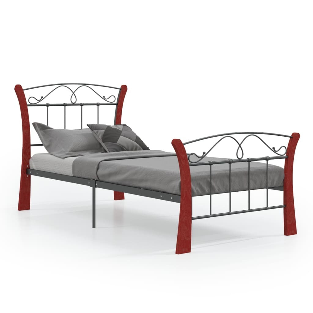 vidaXL Bed Frame without Mattress Black Metal 90x200 cm