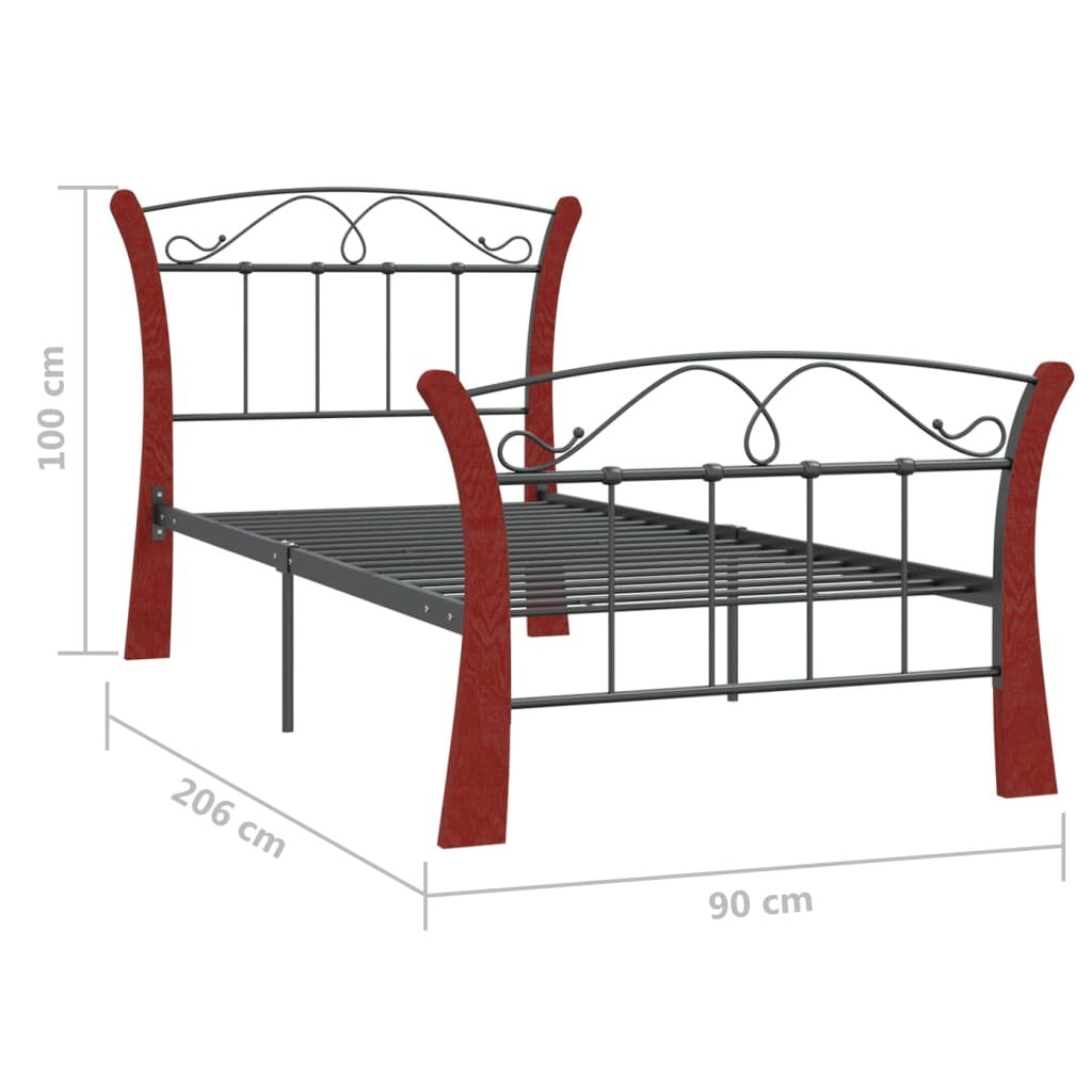 vidaXL Bed Frame without Mattress Black Metal 90x200 cm