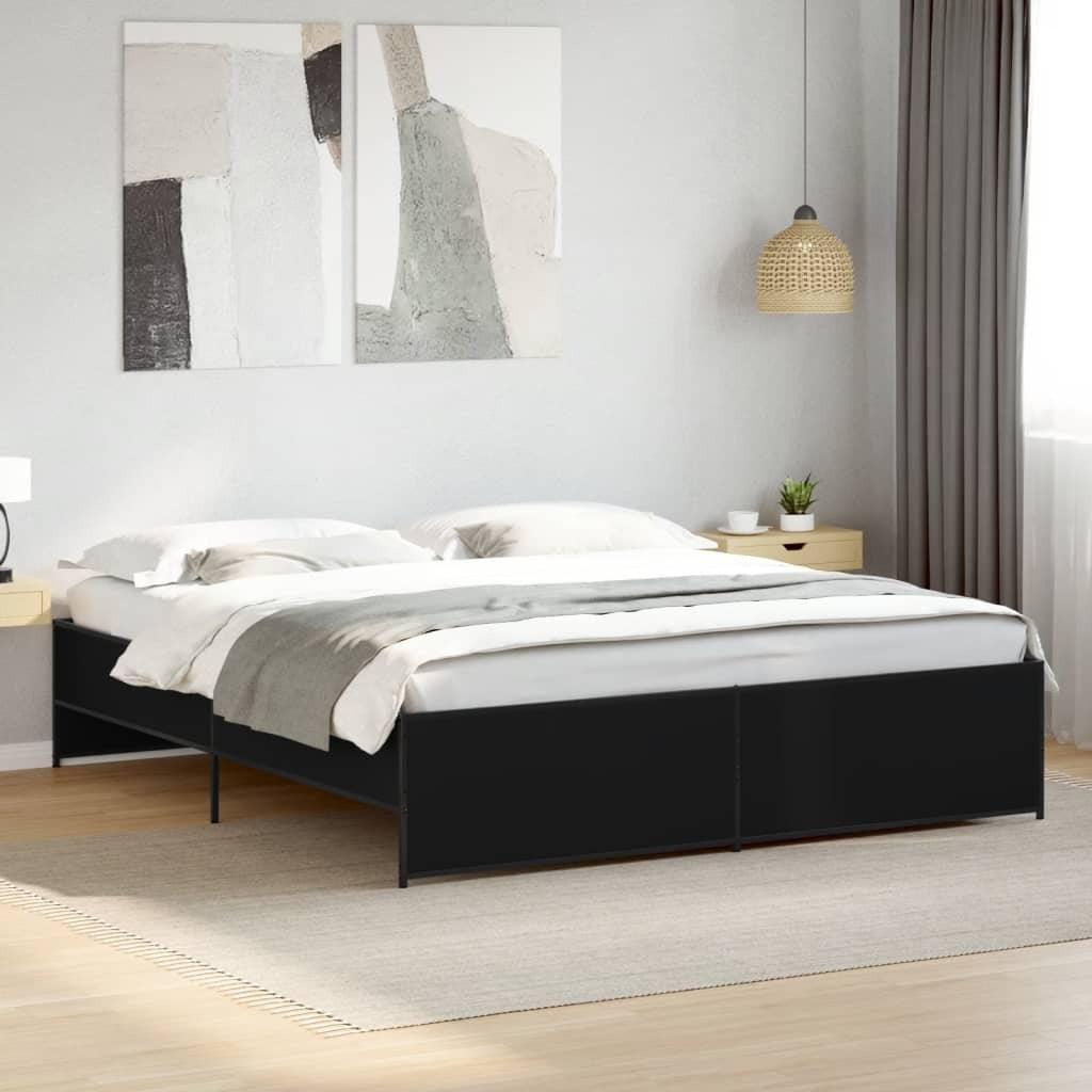 vidaXL Bed Frame without Mattress Black 180x200 cm Super King