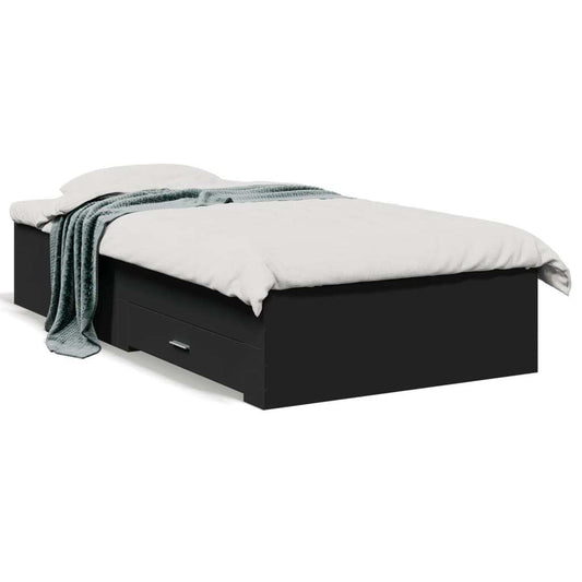 vidaXL Bed Frame with Drawers without Mattress Black 90x200 cm