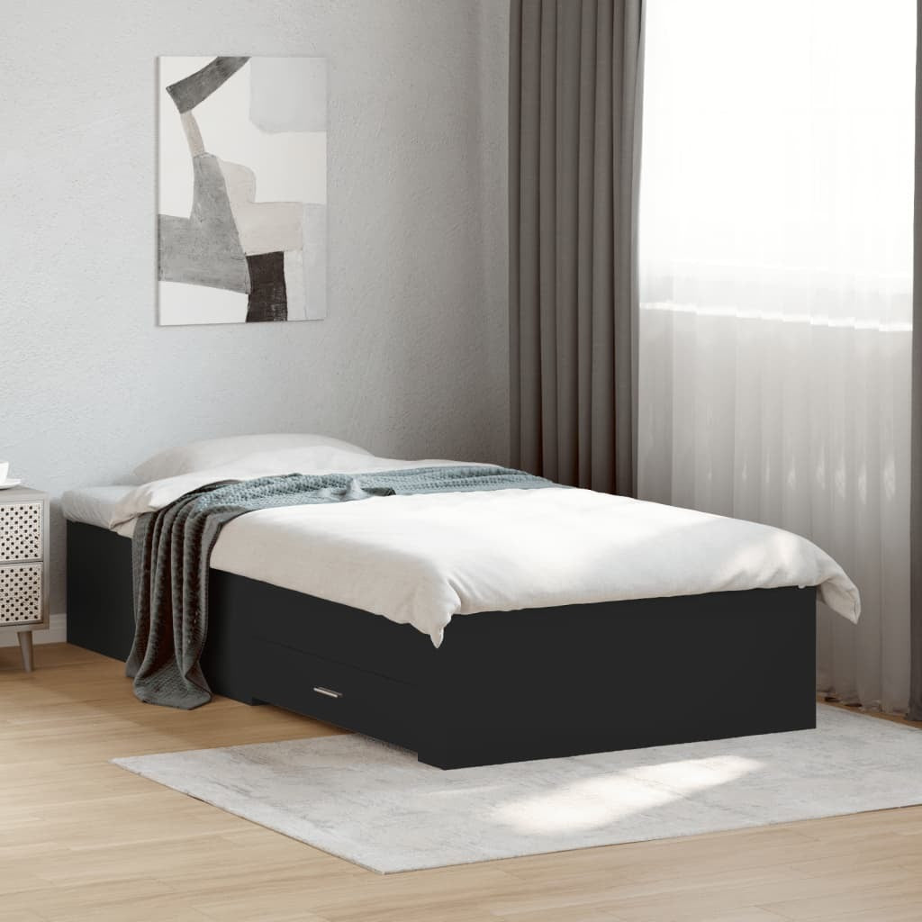 vidaXL Bed Frame with Drawers without Mattress Black 90x200 cm