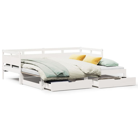 vidaXL Daybed with Trundle and Drawers without Mattress White 90x190 cm Single