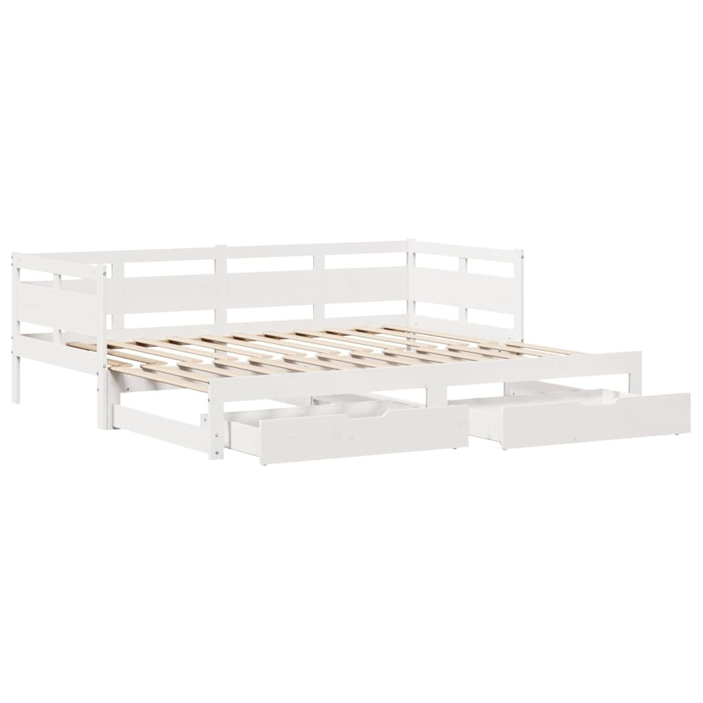 vidaXL Daybed with Trundle and Drawers without Mattress White 90x190 cm Single