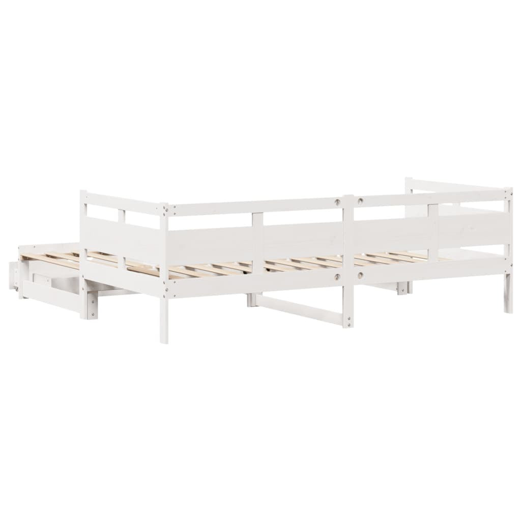 vidaXL Daybed with Trundle and Drawers without Mattress White 90x190 cm Single