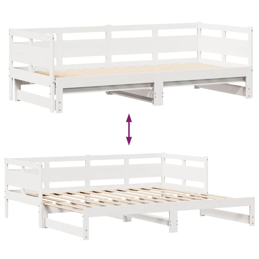 vidaXL Daybed with Trundle and Drawers without Mattress White 90x190 cm Single