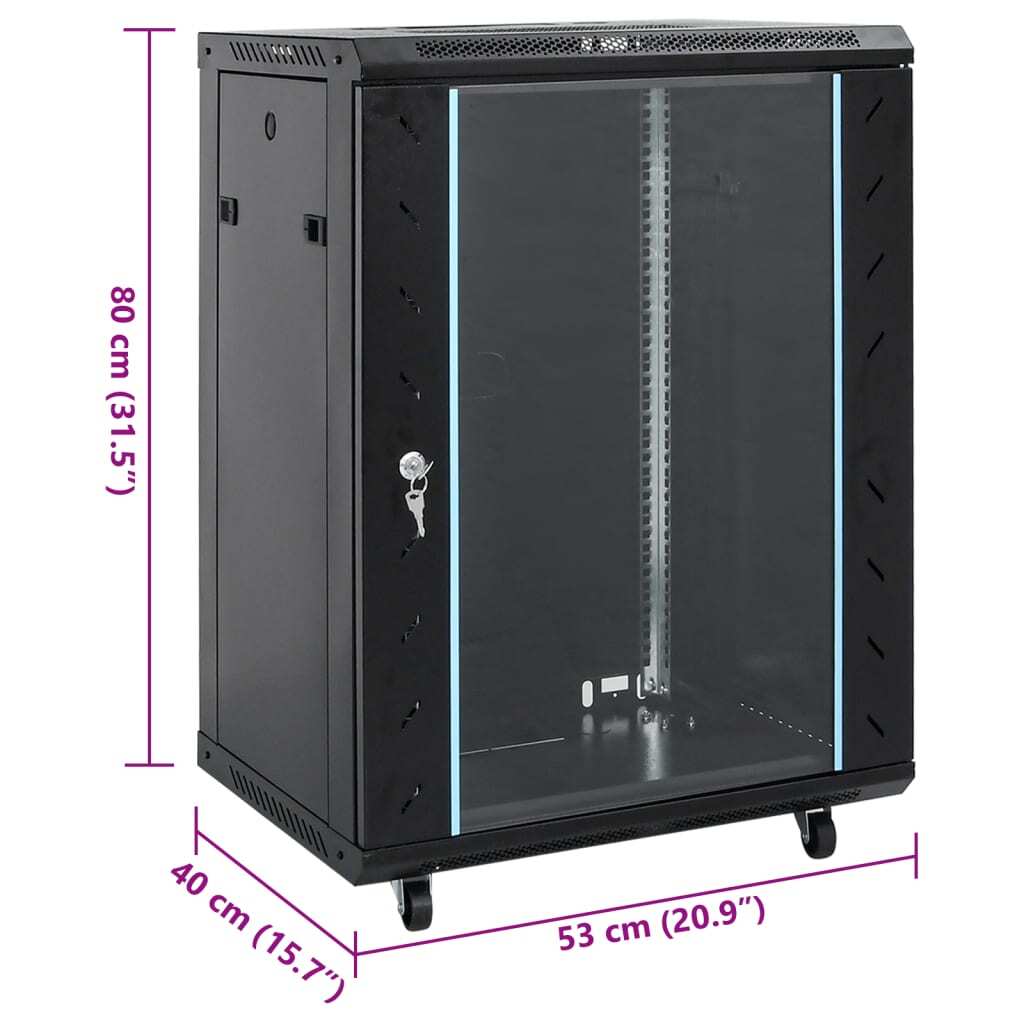 vidaXL 15U Network Cabinet 19" IP20 Black 53x40x80 cm