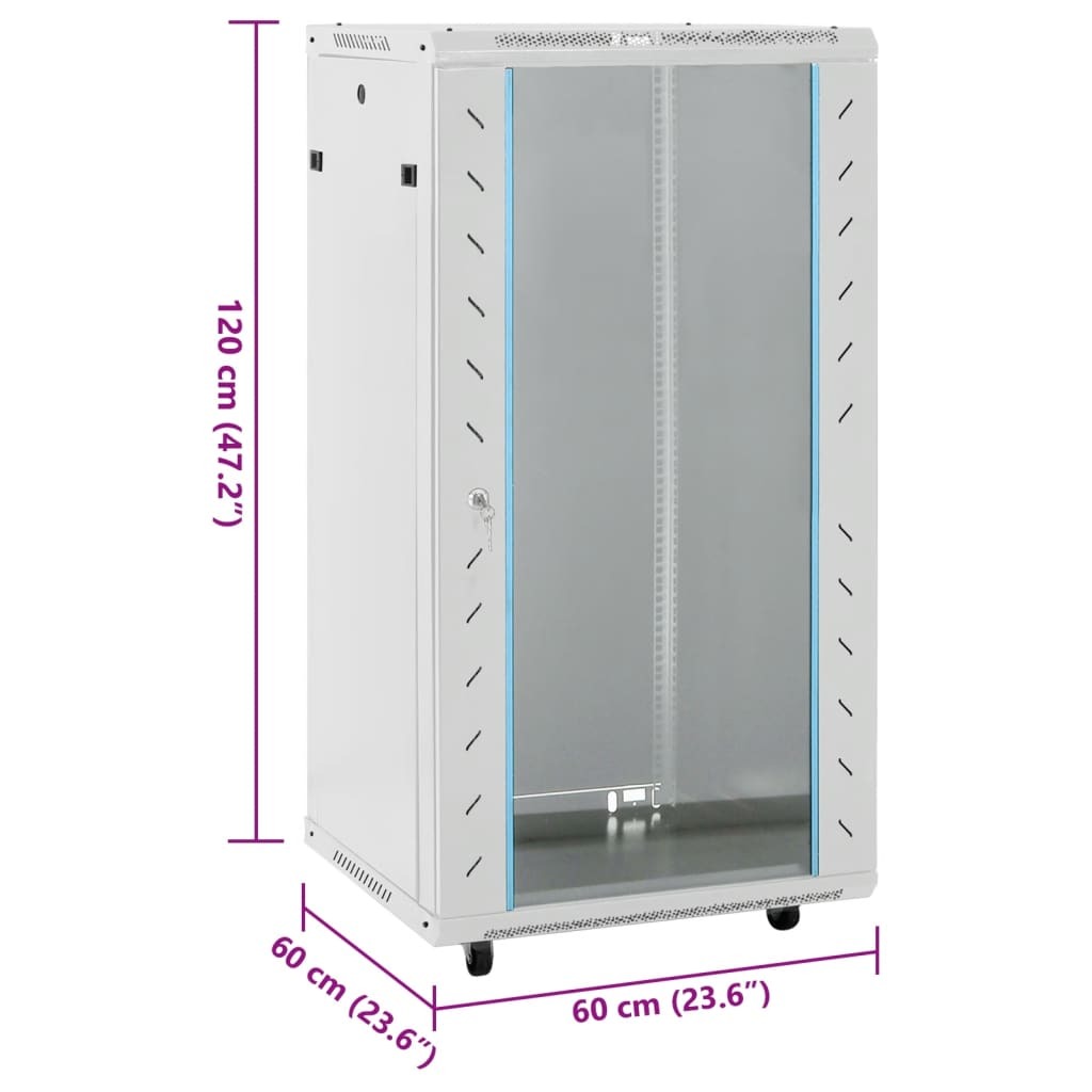 vidaXL 22U Network Cabinet 19" IP20 Grey 60x60x120 cm