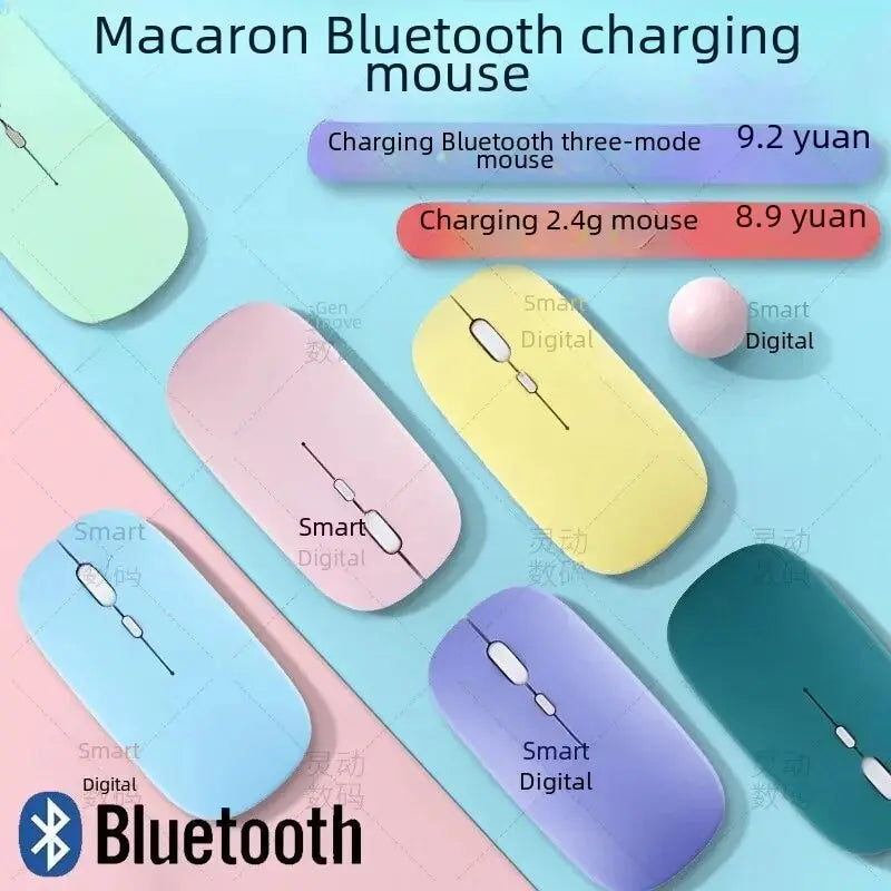 2.4G Charging Macaron Color Wireless Bluetooth Tablet Three Modes Mouse Neutral Work Light Green Pink Yellow Blue Deep Green