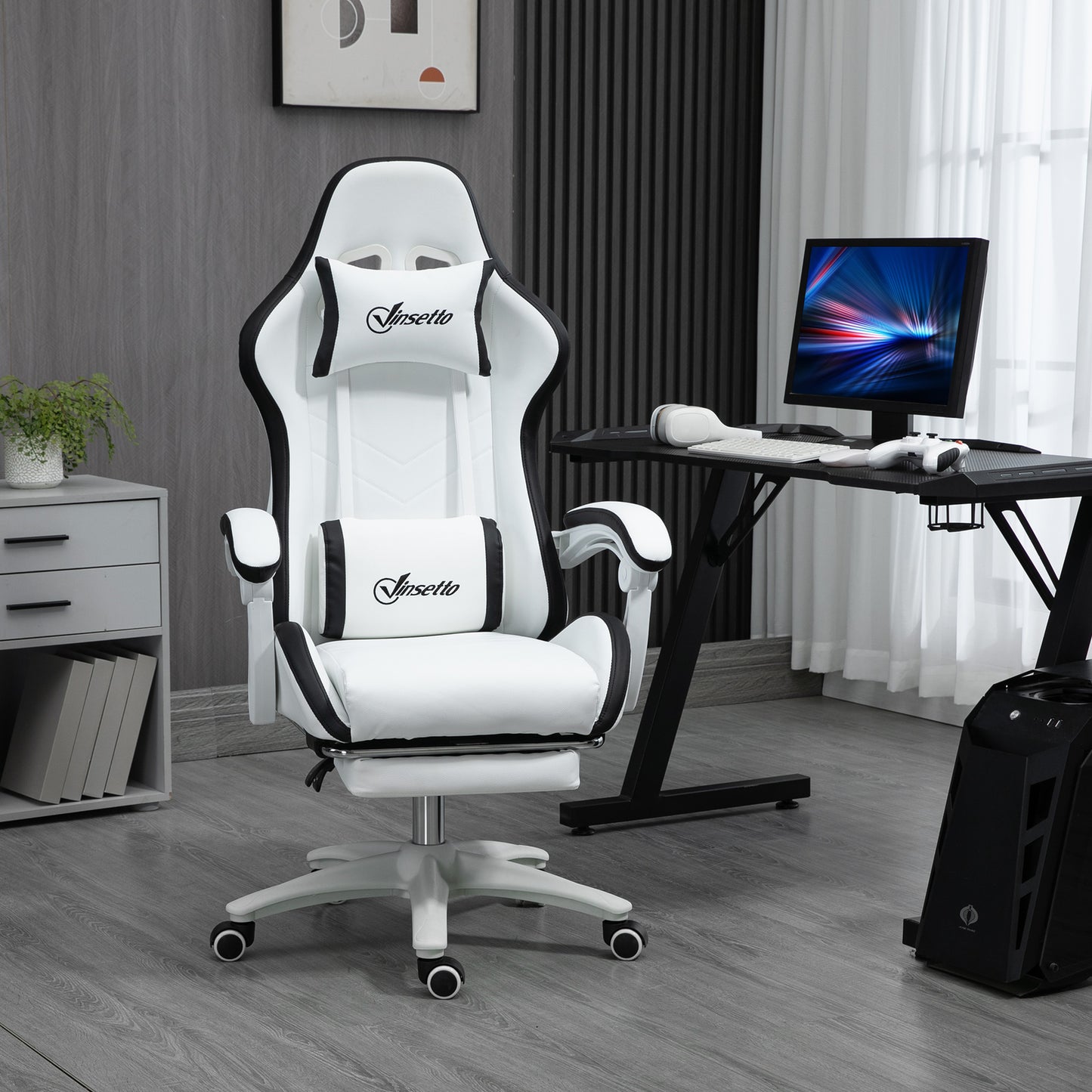 Racing Gaming Chair Reclining PU Leather Computer Chair with Headrest