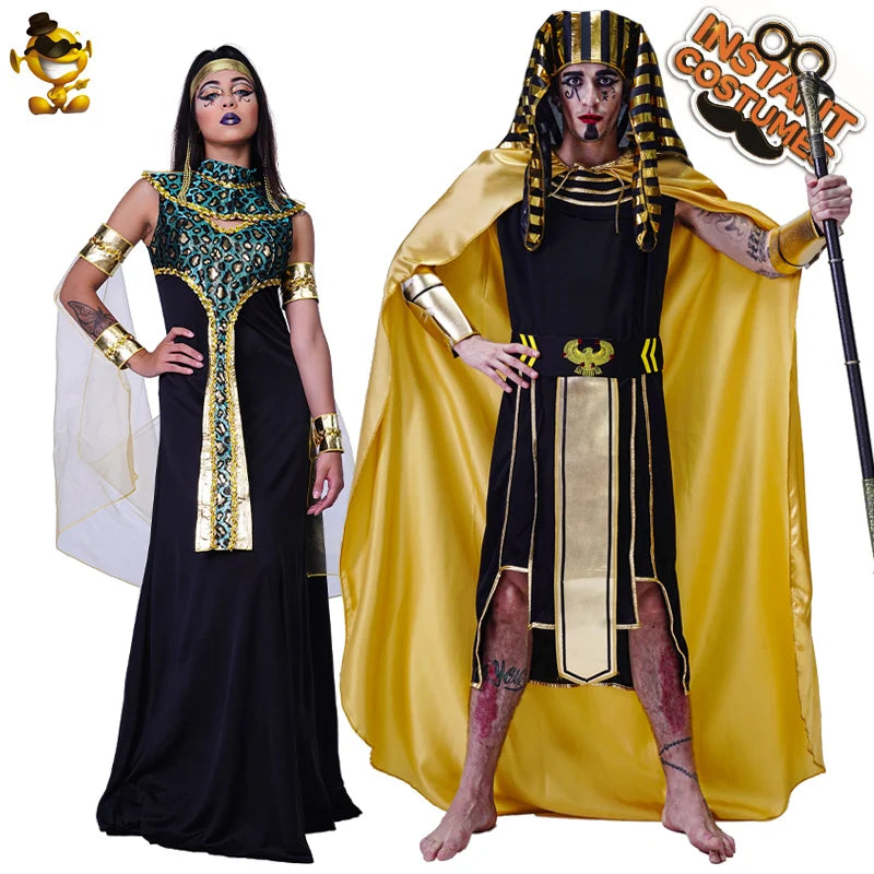 Women Ancient Egyptian Queen Costume Cosplay Halloween Costume Adult Men Egypt Pharaoh Clothes Performance Party