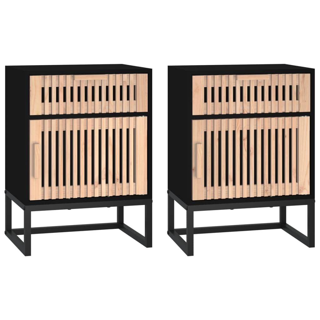 vidaXL Bedside Cabinets 2 pcs Black 40x30x55.5 cm Engineered Wood&Iron