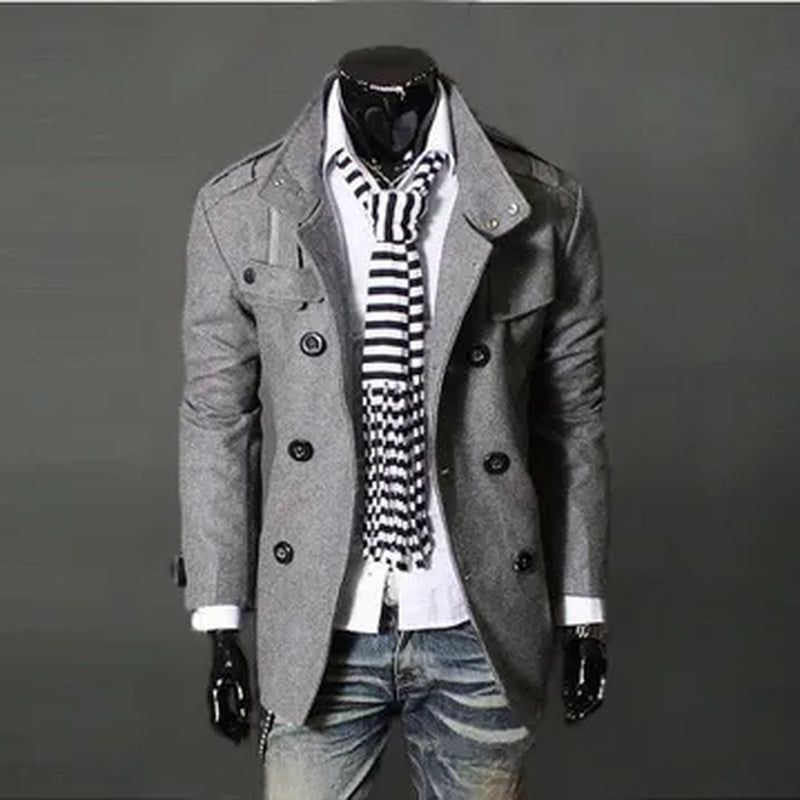 Spring Autumn Men'S Woolen Coats Casual Overcoat Fashion Wool Coat Men Windbreaker Jacket Peacoat