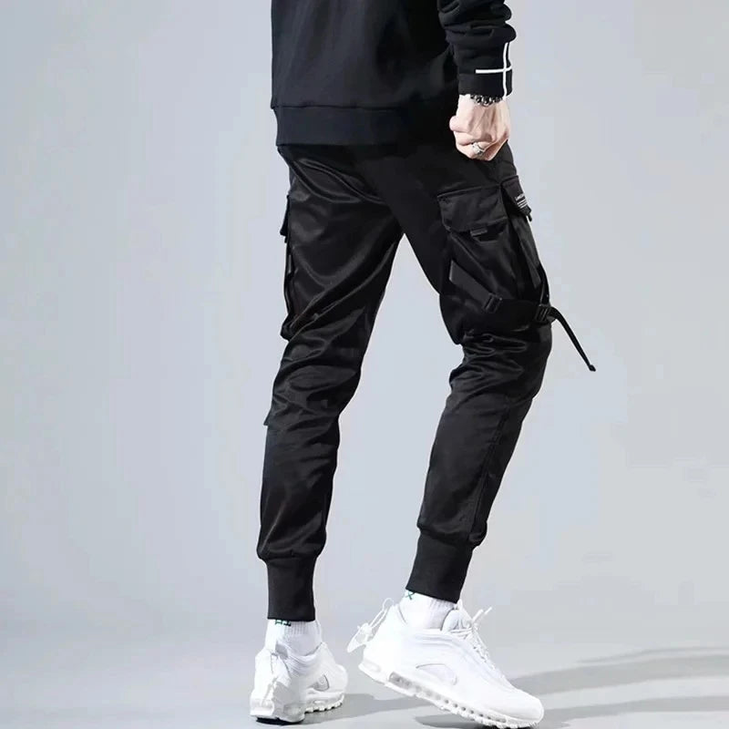 Ribbons Harem Joggers Men Cargo Pants Streetwear 2023 Hip Hop Casual Pockets Track Pants Male Harajuku Fashion Trousers