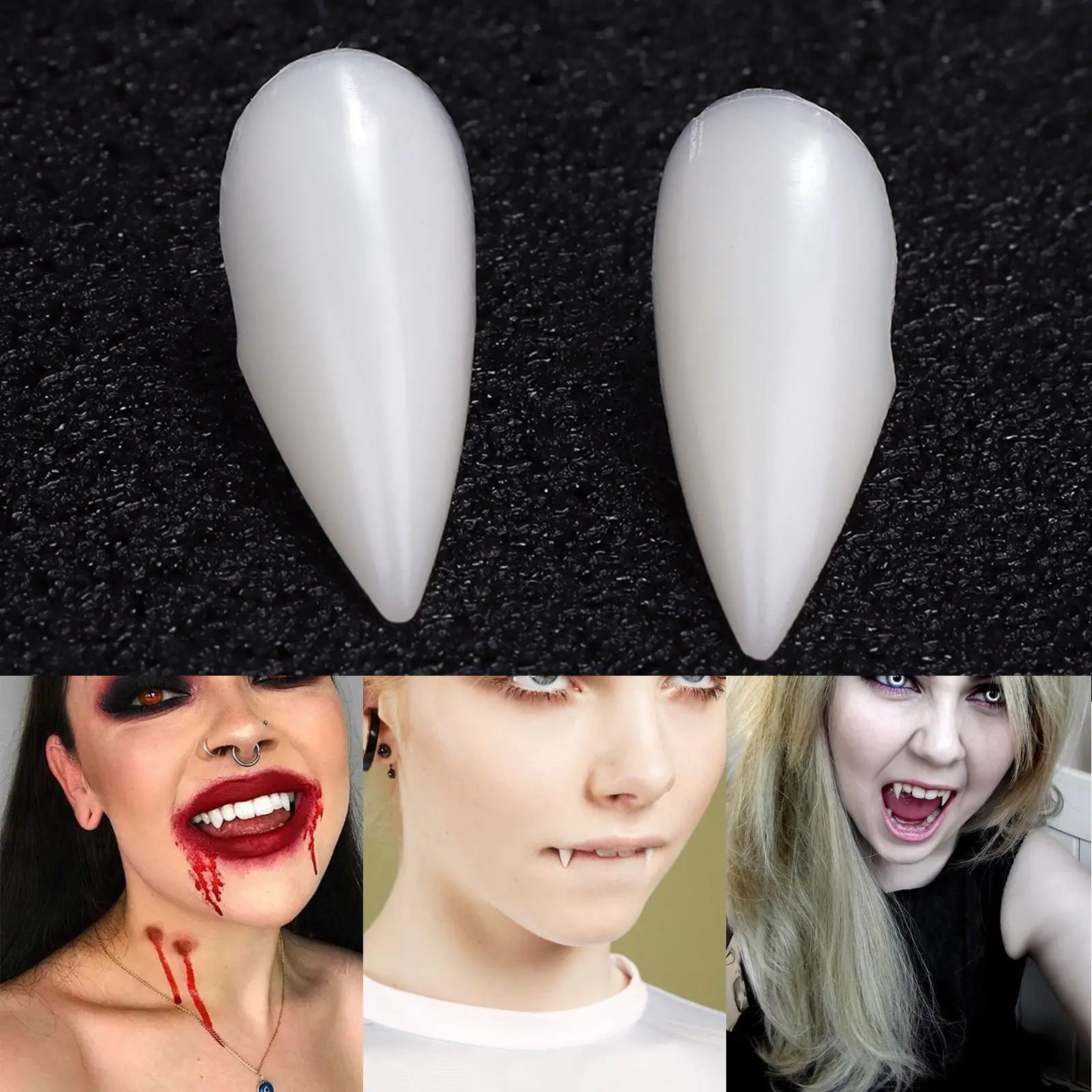 Halloween Decoration Vampire Teeth Fangs Dentures Props Halloween Cosplay Props False Fangs with Solid Glue Halloween Props