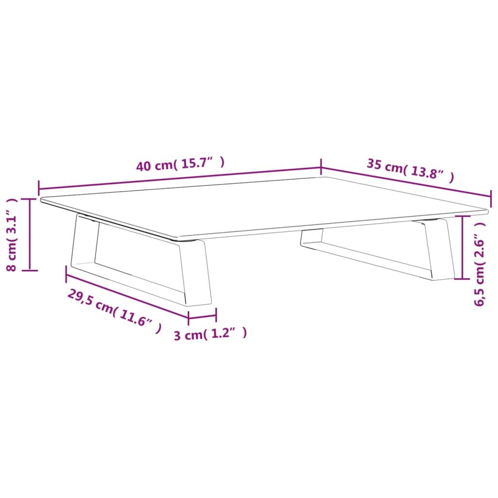 vidaXL Monitor Stand White 40x35x8 cm Tempered Glass and Metal