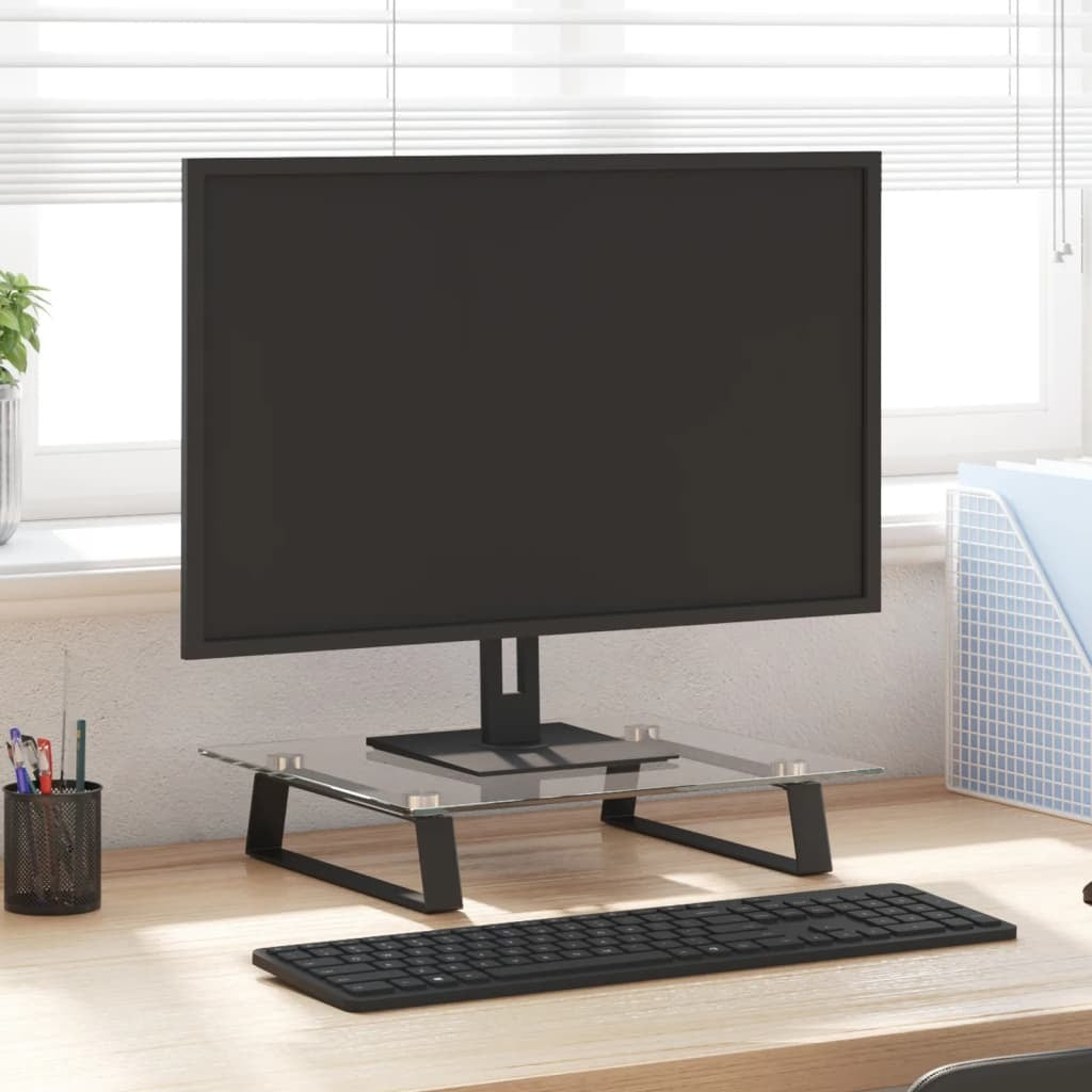 vidaXL Monitor Stand Black 40x35x8 cm Tempered Glass and Metal