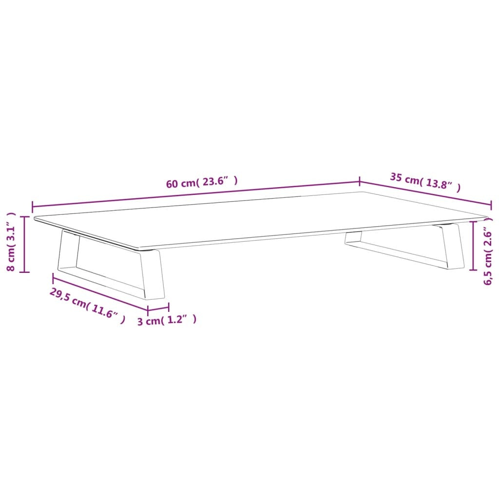 vidaXL Monitor Stand Black 60x35x8 cm Tempered Glass and Metal