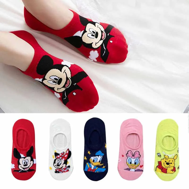 10 Pieces = 5 Pairs Korea Summer Socks Women Cartoon Animal Bear Mouse Socks Cute Funny Invisible Cotton Ankle Socks Size 35-41