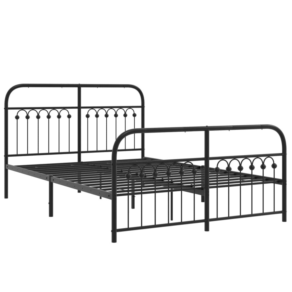 vidaXL Metal Bed Frame without Mattress with Footboard Black 137x190cm