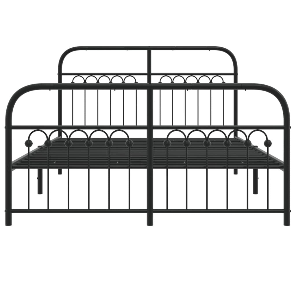 vidaXL Metal Bed Frame without Mattress with Footboard Black 137x190cm