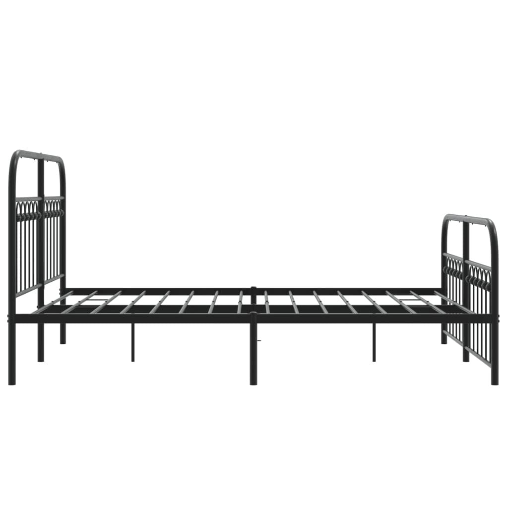 vidaXL Metal Bed Frame without Mattress with Footboard Black 137x190cm