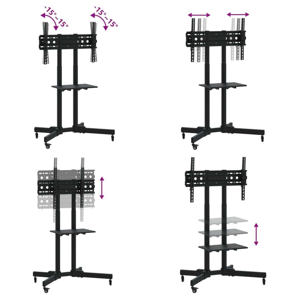 vidaXL TV Stand on Wheels 32-70 Inch Screen Max VESA 600x400 mm 50kg