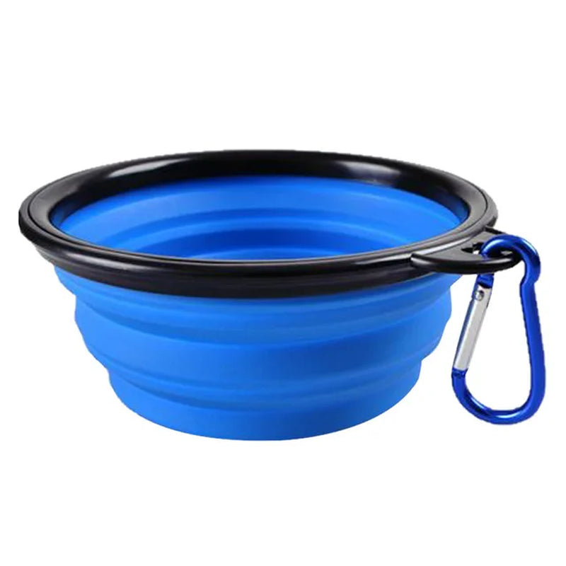 Collapsible Pet Silicone Dog Food Water Bowl Outdoor Camping Travel Portable Folding Supplies Dishes with Carabiner