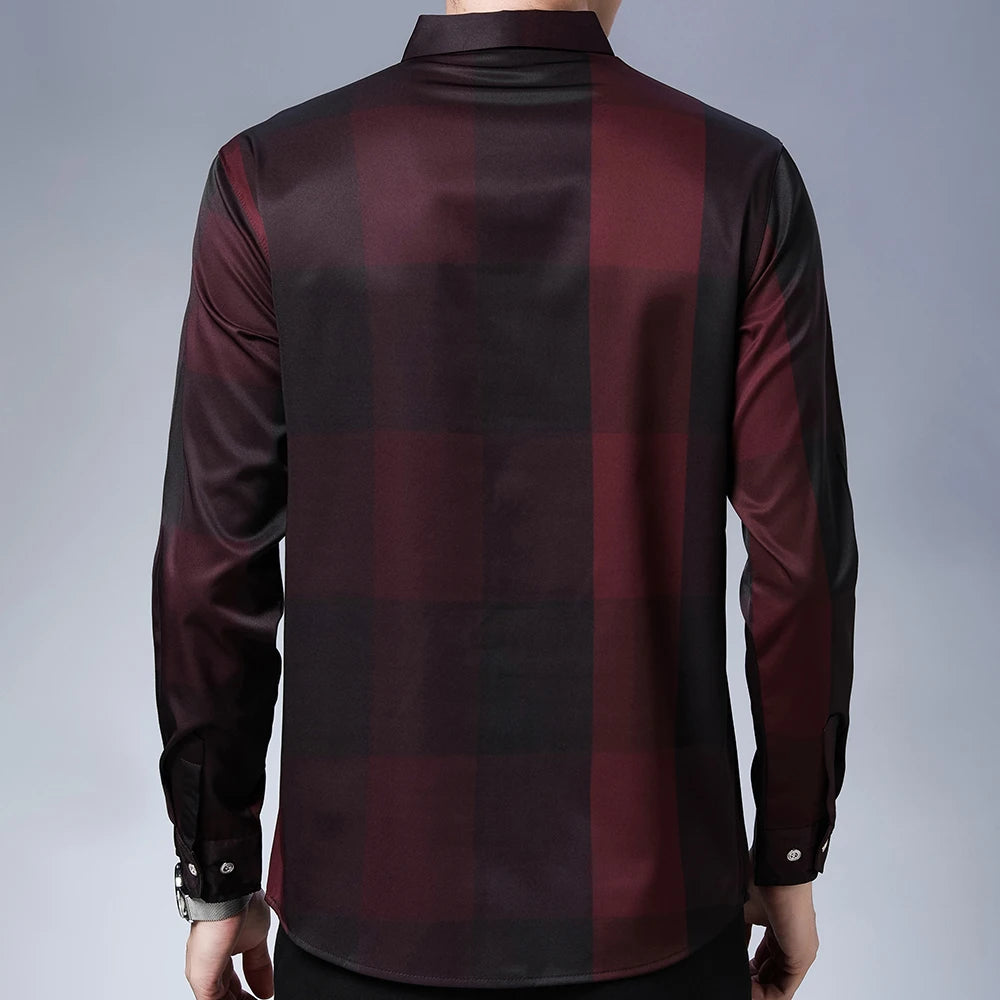 2022 Brand Designer Plaid Mens Shirts for Men Clothing Korean Fashion Long Sleeve Shirt Luxury Dress Casual Clothes Jersey 23603