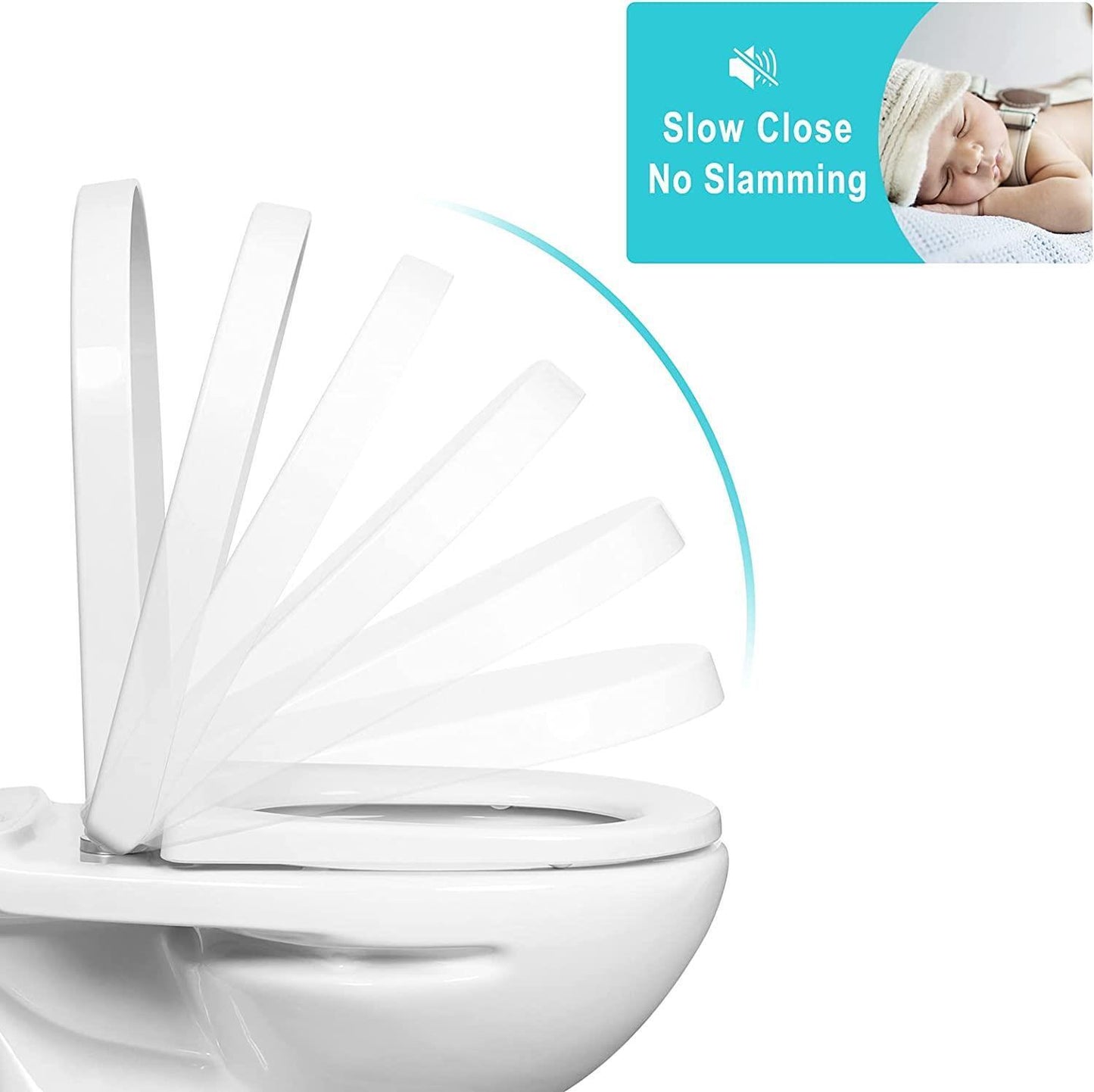 Toilet Seat Soft Close White Top D Shape Quick Release Fixing Hinges Bathroom UK