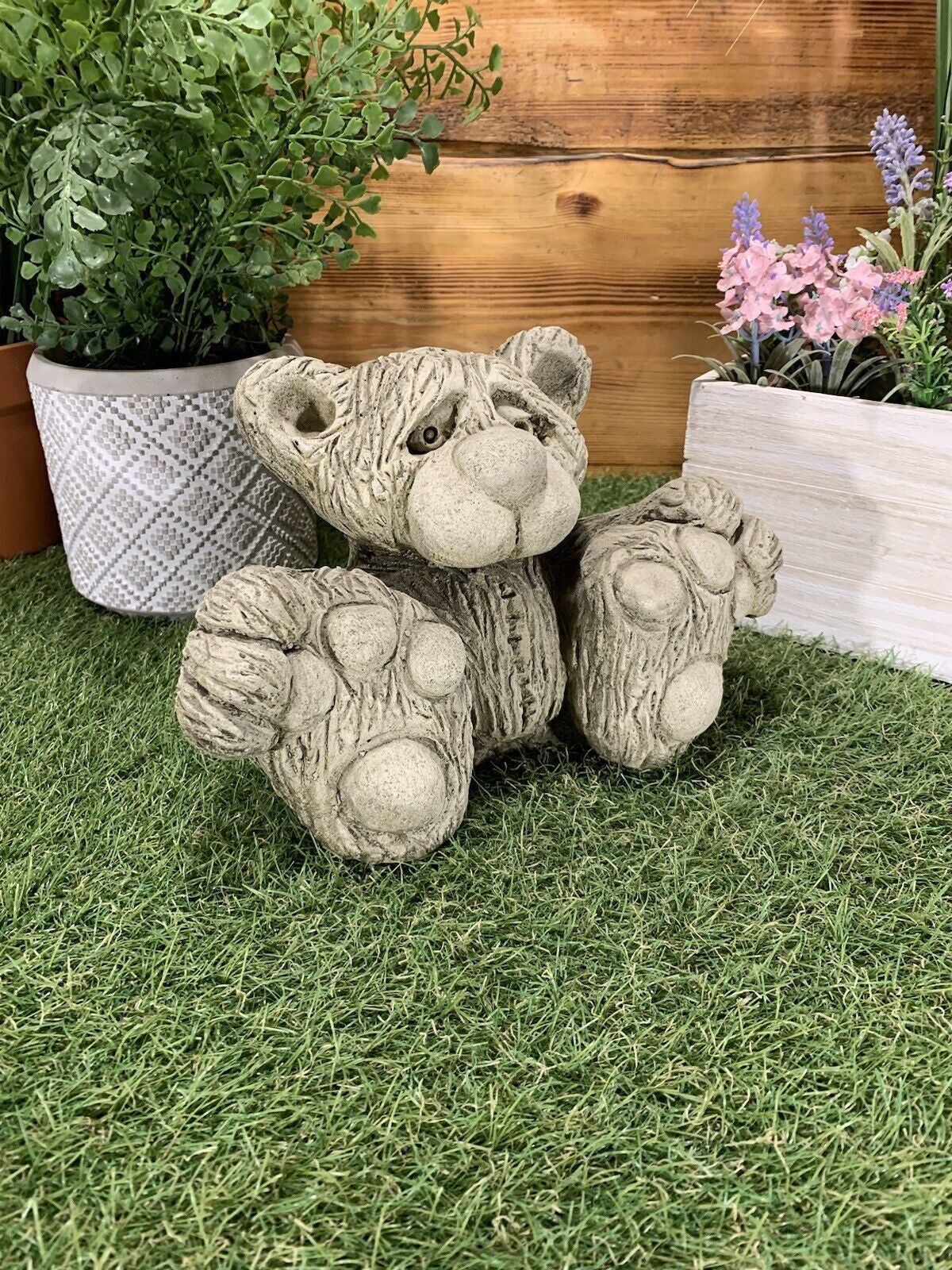 STONE GARDEN CUTE TEDDY BEAR DETAILED CONCRETE GARDEN ORNAMENT