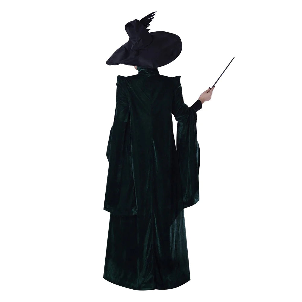 Dorpshipping Professor Minerva COS Mcgonagall Cosplay Costume Green Robe Cloak Dress Coat Outfits Halloween Costumes