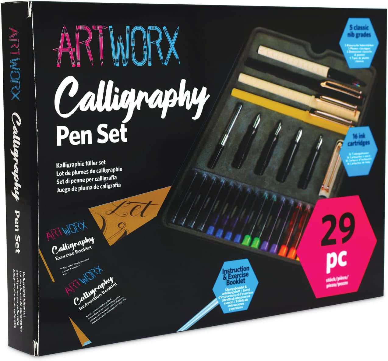 Artworx Calligraphy Pen Set - with Guide Book and Practice Paper - Caligraphy -