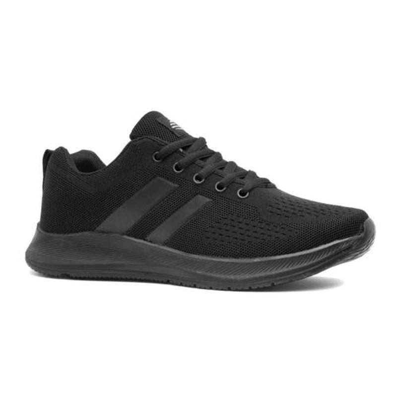 Mens Trainers Black Adults Lace up Casual Sportswear Knitted SIZE