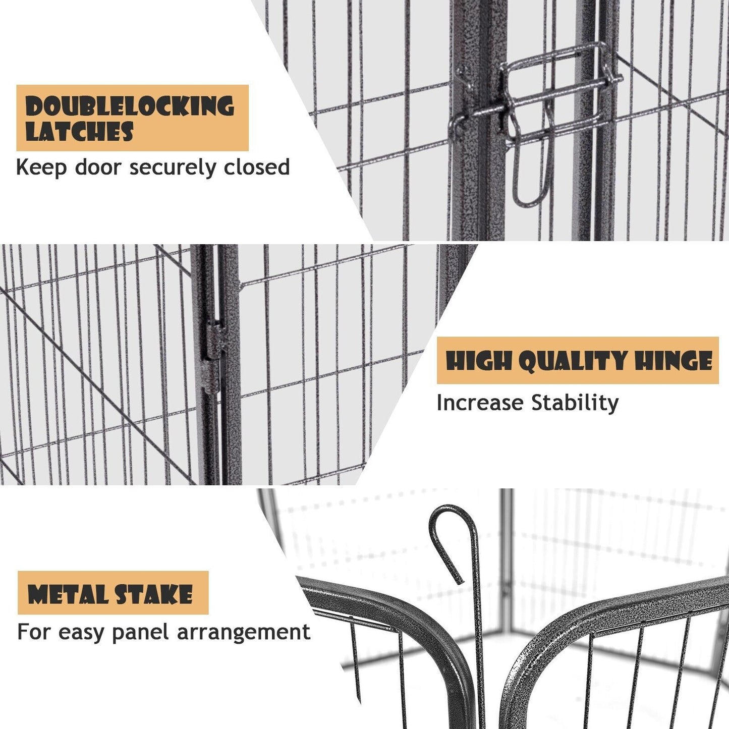 120 CM 8-Panel Height Anti-Rust Pet Playpen with Lockable Gate