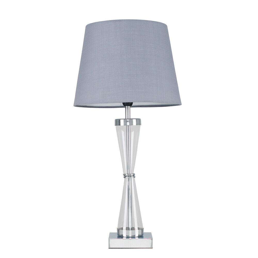 Modern Table Lamp Chrome Hourglass Light Fabric Lampshades LED Bulb