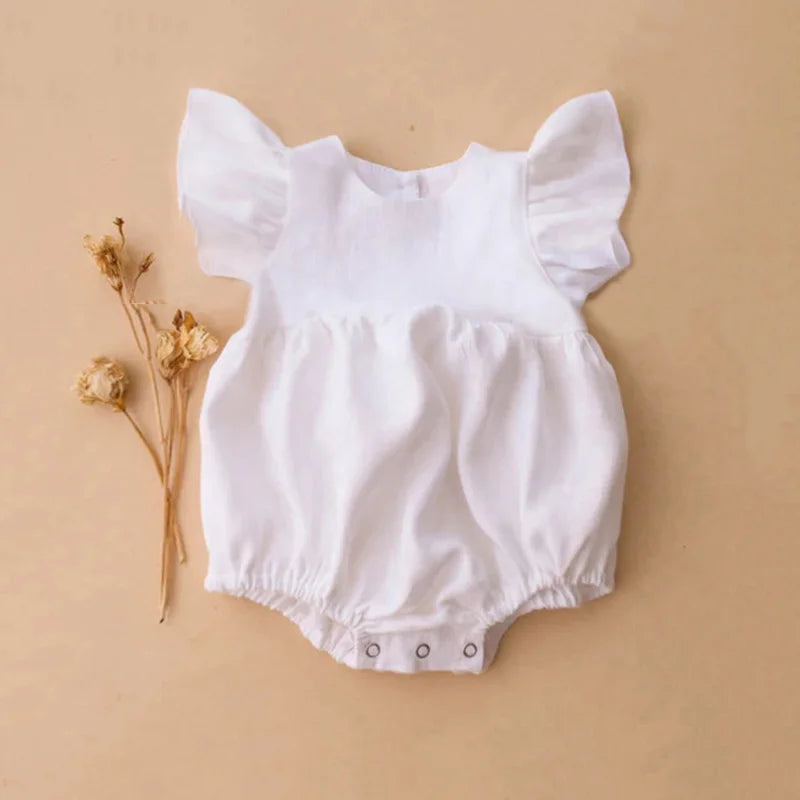 Baby Girl Clothes Summer Baby Romper Short Sleeves Linen Cotton Newborn Clothing One Piece Baby Clothes Girl Jumpsuits Fashion